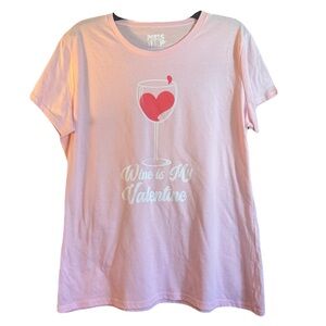 "Wine is my Valentine" New Press Lab Graphic Pink T-shirt Valentine XL